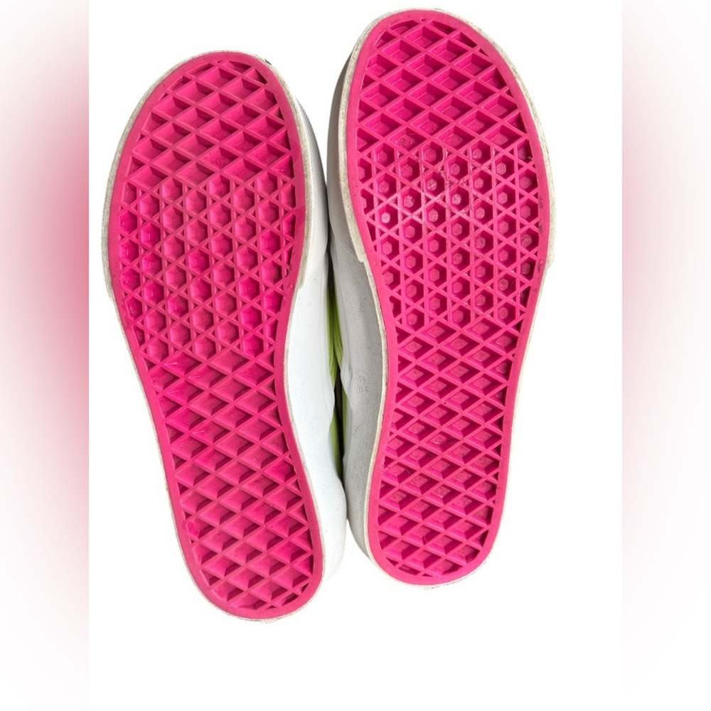 Vans Slip-On V Low Tops Casual Skateboarding Shoes Neon Green & Pink, Size 3 - Picture 7 of 8